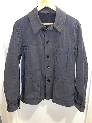 Mister Freedom Veste Ouvrier Chore Coat INDIGO Rayure 97 Medium 1 Of 60 Made! • $750