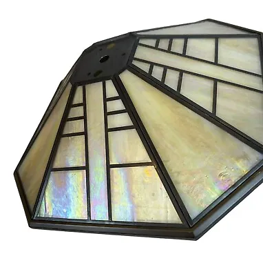 Vintage Mission Arts And Crafts Iridescent Slag Stained Glass Ceiling Fan Shade • $128