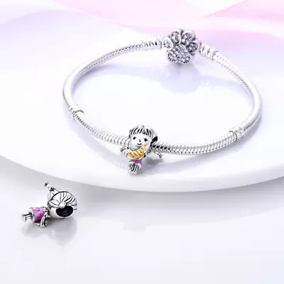 Love You To The Moon And Back Girl Daughter Charm Sterling Silver 925 • £15.96