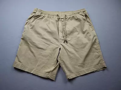 American Eagle Chino Shorts Mens Medium Beige Khaki Elastic Waist Stretch Logo • $18.84