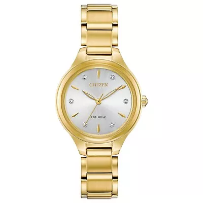 Citizen Eco-Drive Womens Corso Diamond Accent Gold Watch 29MM FE2102-55A • $82.99