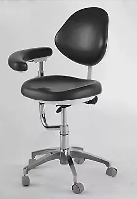 Adjustable Dental Medical Mobile Chair 360° Rotation Armrest PU Black US STOCK • $433.19