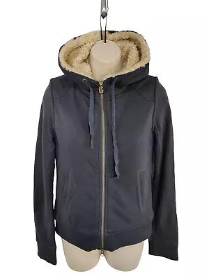 Womens Gant Rugger Size Small S Navy Sherpa Lined Zip Up Hoodie Track Jacket • £24.99