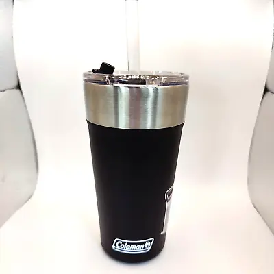 COLEMAN Brew Tumbler Mug Cup 20oz Black Lid Straw Slide-Tab Bottle Opener SS • $9.97