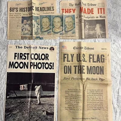 Vintage Newspapers Lot Americans Footprints On Moon • $10