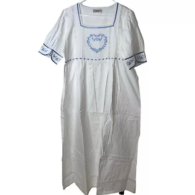 Past Times Vintage Womens Nightgown Size Large White Embroidered Lace Ribbon New • $67.98