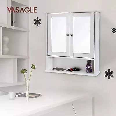 VASAGLE Bathroom Cabinet 2 Mirror Doors Shaving Vanity Wall Medicine Storage • $105.45