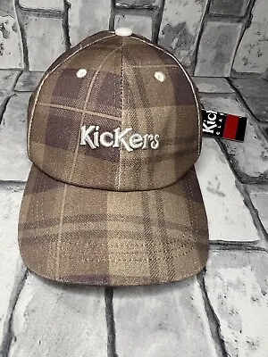 Kickers Baseball Cap Mens One Size Brown Check Canvas Tartan Embroidered Hat • £19.99