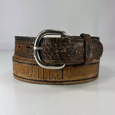 Thunderbird Leather  JIM  Brown Western Embossed Belt - Men's Size 34 • $14.40