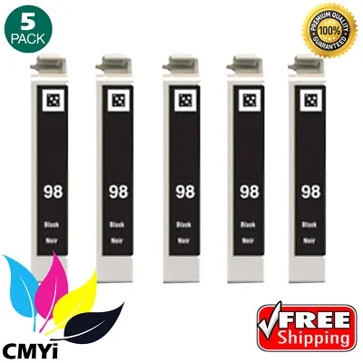 $19.79 • Buy 5PK Black 98 Ink Cartridge Compatible For Epson T098 Artisan 700 710 725 730 800