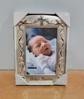 Baby Silver Baptism Picture Frame 4 X 6 Cross Religious Dove Malden New In Box • $10.80