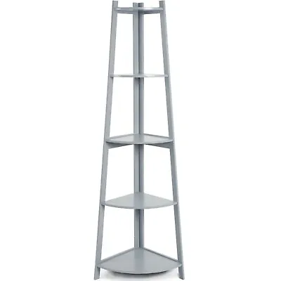 REBOXED 5 Tier Corner Ladder Shelving Unit Wall Leaning Bookcase Storage Display • £32.99