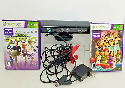 XBox 360 Kinect Sensor Console + TWO Sports And Adventure Games.  All Cords  • $39.99