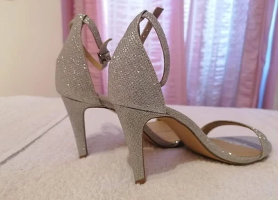 Sparkly Sandals Silver Glittery Christmas Party Size 4 NEW • £4.99