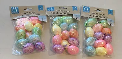 Crafters Square Glitter Egg Foam Ornaments Decor Lot Of 36 Brand New In Package • $12.99