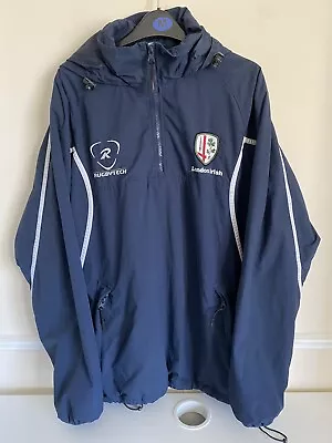 Men’s London Irish 1/4 Zip Rugbytech Hooded Jacket Rugby Navy Size XL • £39.99