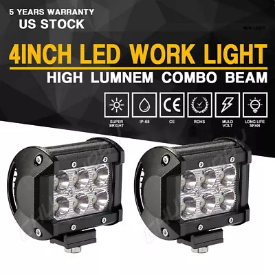 4 Inch 105W LED Work Light FLOOD Pods For Can-Am Polaris RZR UTV ATV Accessories • $38.99