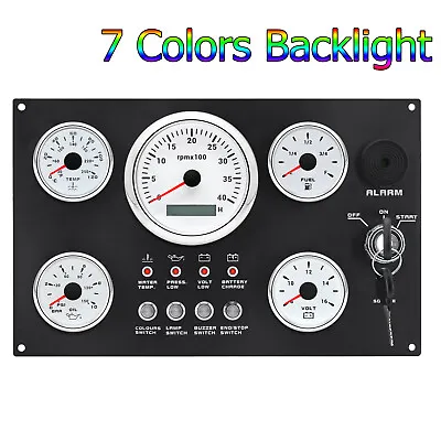 5 Gauges Set With Instrument Panel 0-4000 RPM Tachometer For Marine Boat Yacht • $160.06