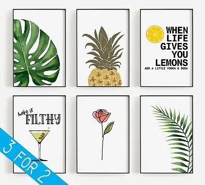 £3.49 • Buy Home Prints Living Room Kitchen Wall Art Humour Cocktails Poster Quality Decor