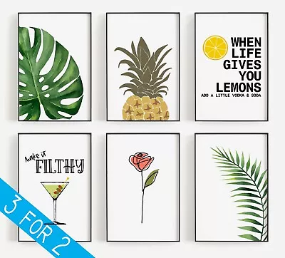 £3.49 • Buy Home Prints Living Room Kitchen Wall Art Humour Cocktails Poster Quality Decor