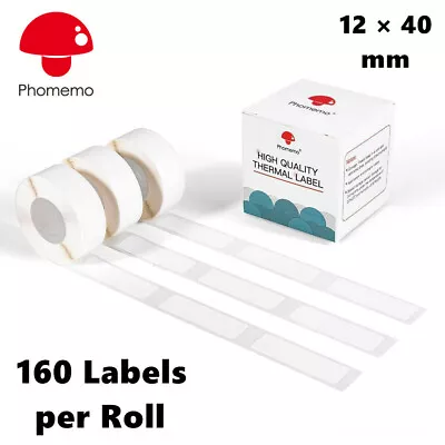 3 Rolls White Square Sticker Thermal Paper 12 X 40 Mm Label For Phomemo D30 • £9.99