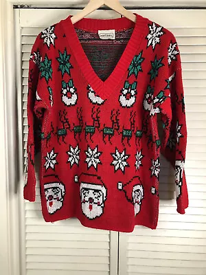 Vintage 80s Croquet Club Women’s Christmas Sweater Santa Medium • $35.99