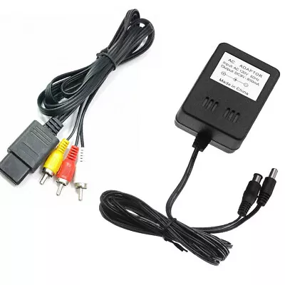 AV RCA Audio+AC Cable Power Supply Adapter Cord For Super Nintendo SNES Game Set • $11.99