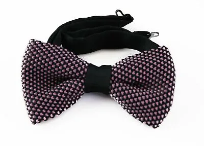 Mens Black With Baby Pink Knitted Bow Tie Knit Bowtie Blush Suit Formal Races • $4.54