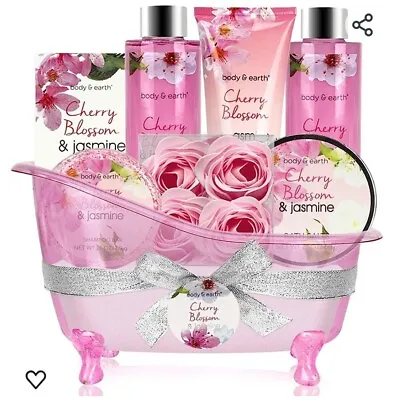 Spa Basket Gift Set For Women - Cherry Blossom W Jasmine - Spa Kit - Valentines • $34.99