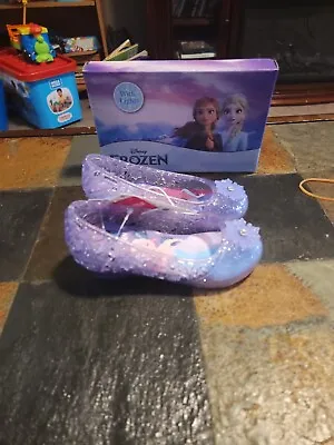 New Toddler Girl's Disney Frozen Ballet Jelly Purple Light Up Heels Size 6 • $11.99