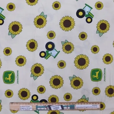 Patchwork Quilting Sewing Fabric John Deere Tractor Sunflowers 50x55cm FQ • $8.25