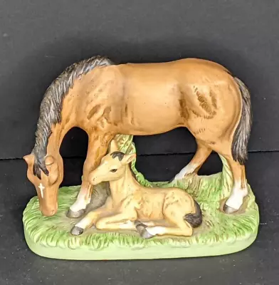 Vintage Horse Mare And Foal Colt Figurine Homco Porcelan #1442 EUC • £23.70