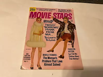 September 1967 Movie Stars Magazine Twiggy-charlton Heston-marlo Thomas • $19.04