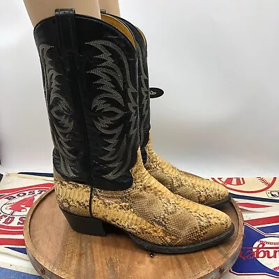 Vintage Tony Lama Men Snake Skin Python Cowboy Western Boot Round Toe Size 11 EE • $170