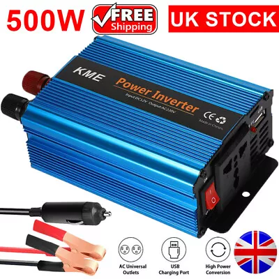 500W Power Inverter Car Converter Adapter Charger DC 12V To AC 230V 240V USB UK • £16.98