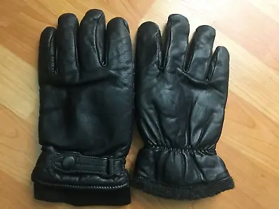 Mens Black Leather Winter Gloves Size M • $9.75