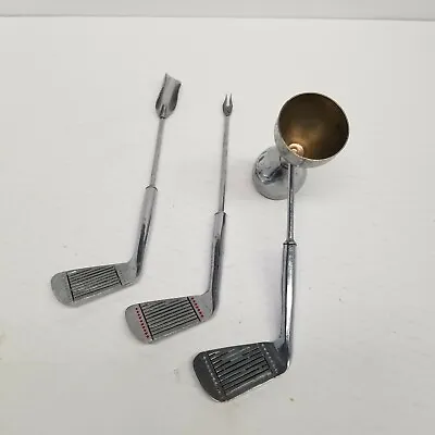 Vintage Golf Club Barware Cocktail Set 3 Pieces Man Cave Home Bar • $21.95