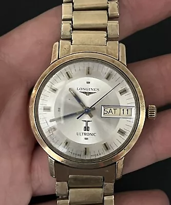 AS IS - Vintage Men’s Longines Gold Filled Ultronic Tuning Fork Date Watch • $57