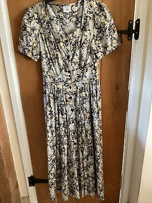 Vintage LAURA ASHLEY  Size 12 Blue Floral Cotton Summer Tea Dress  • £12.50