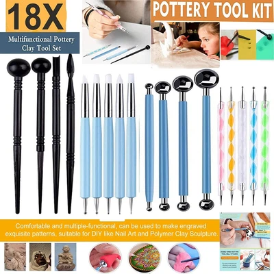 £6.99 • Buy 18pcs Polymer Clay Tool Ball Stylus Dotting Tools Modeling Sculpting Carving Set