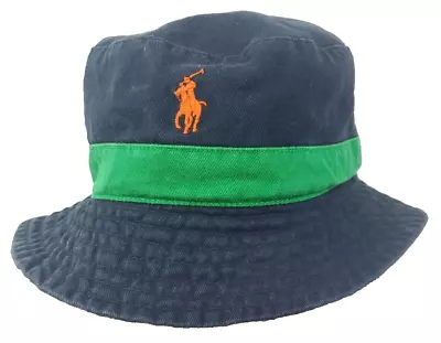 Polo Ralph Lauren Vintage Reversible Bucket Hat Navy/Plaid Unisex Adult Size S/M • $39.99