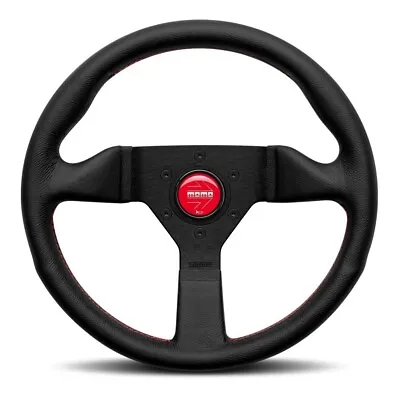Original Momo Monte Carlo Black Leather Red Seam 320mm Steering Wheel 18A • $285.50