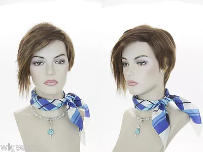 Modern Short Straight Emo Cut Asymetrical Bob With Razor Cut Edges Salon Cut Wig • $49.34