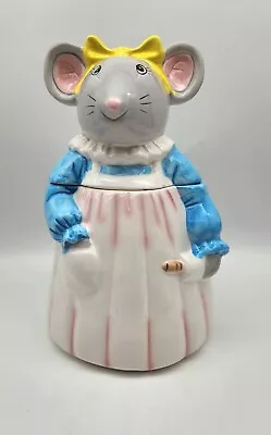 Vintage Miss Mouse Cookie Jar Blue Dress Apron Rolling Pin **AS IS** • $28.95