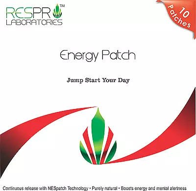 Respro Labs Natural Guarana And Vitamin B12 Energy Patch Time Release 10 Patches • $12.99