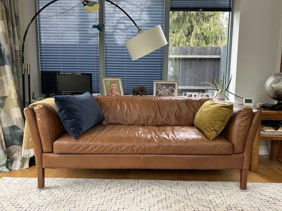 £900 • Buy John Lewis Halo Groucho Medium 2 Seater Leather Sofa (rider's Nut) 
