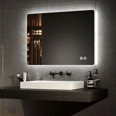 EMKE Bathroom Mirror With LED Lights / Bluetooth / Shaver Socket / Demister Pad • £85.99