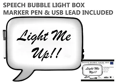 KNIGHT LED Speech Bubble Light Up Box With Pen Write Your Own Message A4 • £5.99