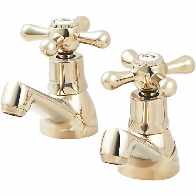 £39.99 • Buy Keiss Basin Pillar Taps -  ¼ Turn - Gold - Suitable For High & Low Pr/Systems