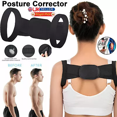 Back Posture Support Belt Shoulder Correction Brace Adjustable Men Women Strap • £3.07